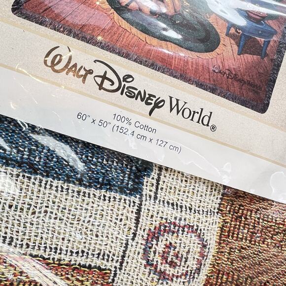 Walt Disney World Tapestry Woven Throw Blanket Mickey Minnie Mouse NEW 60” x 50” - Picture 3 of 3